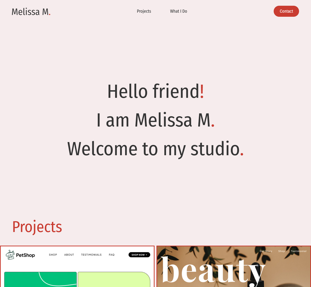 Portfolio créatif — template SiteJet
